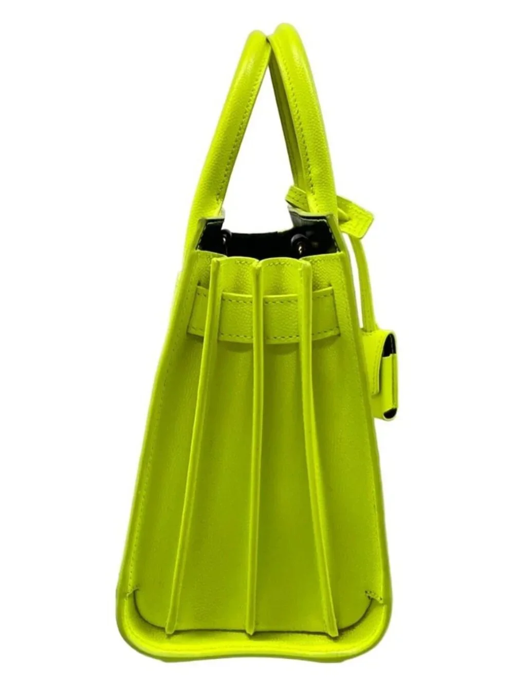 SAINT LAURENT PARIS Sucked Jules Nano 392035 Neon Yellow Leather Handbag